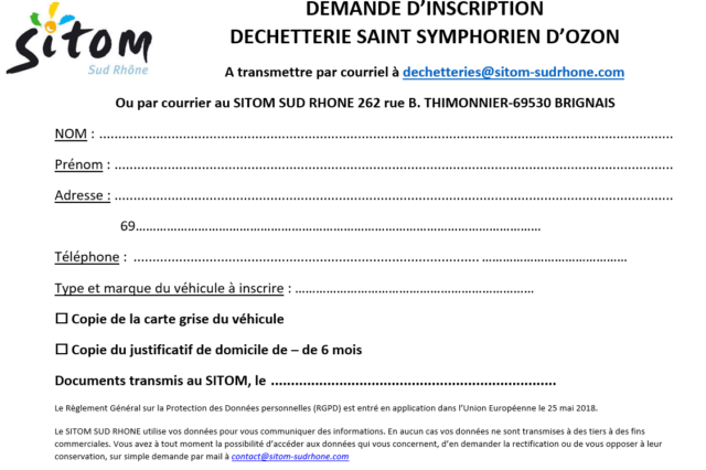 INSCRIPTION DECHETERIE