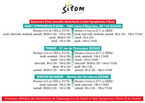 nouvelle déchetterie horaires